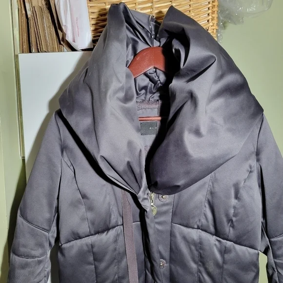 ELIE Tahari down puffer funnel neck coat parka jacket gray XS small - Picture 2 of 16